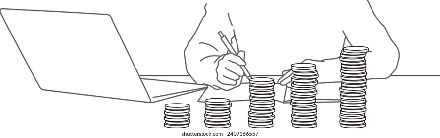 Studying money and stacking coins