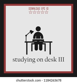 studying on desk III vector icon