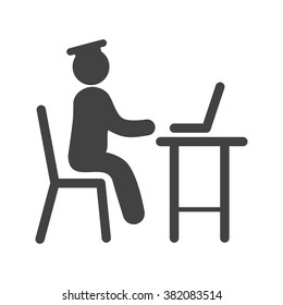 Studying on Laptop