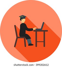 Studying on Laptop