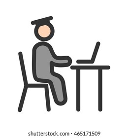 Studying on Laptop