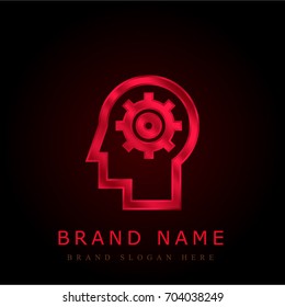 Studying red chromium metallic logo