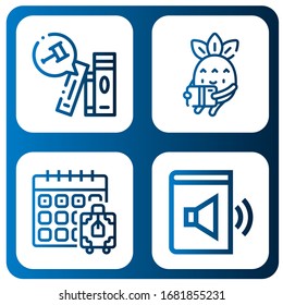 studying simple icons set. Contains such icons as Books, Reading, Booking, Audio book, can be used for web, mobile and logo