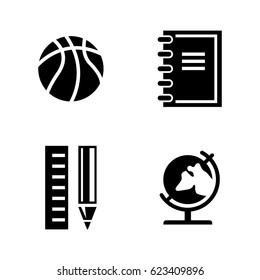 Studying. Simple Related Vector Icons Set for Video, Mobile Apps, Web Sites, Print Projects and Your Design. Black Flat Illustration on White Background.