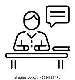 Studying student icon in linear style 