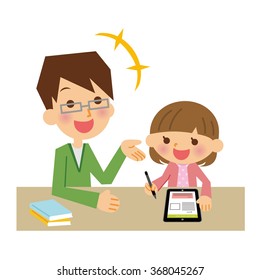 Studying in the tablet.