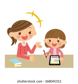 Studying in the tablet.