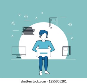 studying tools and man