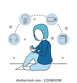 studying tools and woman