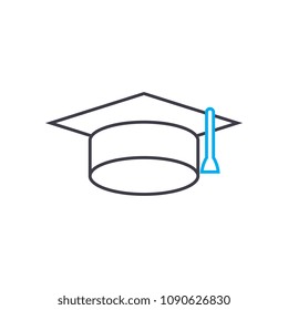 Studying at the university vector thin line stroke icon. Studying at the university outline illustration, linear sign, symbol concept.