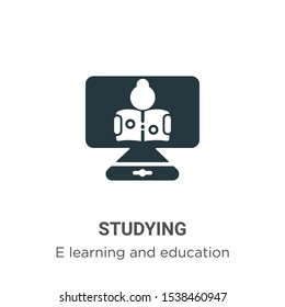 Studying vector icon on white background. Flat vector studying icon symbol sign from modern e learning and education collection for mobile concept and web apps design.