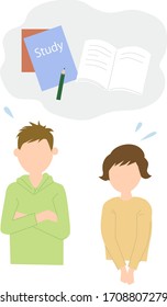 Estudiar material vectorial infantil preocupado