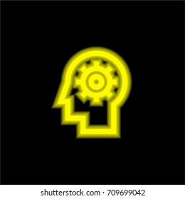 Studying yellow glowing neon ui ux icon. Glowing sign logo vector