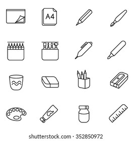 Stuff for art as line icons / There are some types of stuff for drawing and painting
