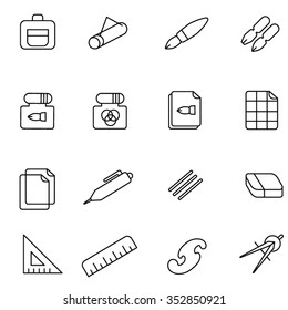 Stuff for drafting as line icons / There are some types of paper and devices for drafting
