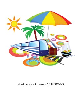 stuff with palm and umbrella vector illustration