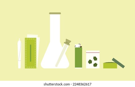 Stuff for smoking cannabis. Vector illustration