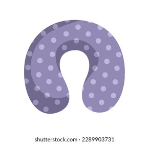 Stuff for summer travel. Neck Support Accessory for trip. Inflatable neck pillow for comfortable sleep while traveling on airplane. Cartoon flat vector illustration isolated on white background