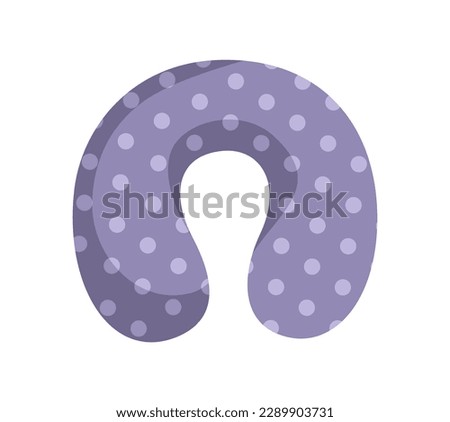 Stuff for summer travel. Neck Support Accessory for trip. Inflatable neck pillow for comfortable sleep while traveling on airplane. Cartoon flat vector illustration isolated on white background