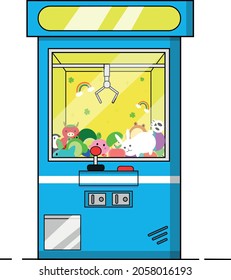 stuffed animal claw machine illustration, art vector