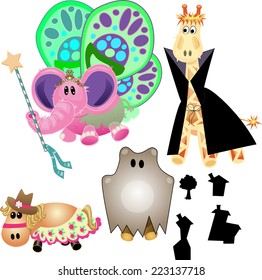 Stuffed animals in costume/Bean Bag Halloween/each piece is on a separate layer to create your own picture