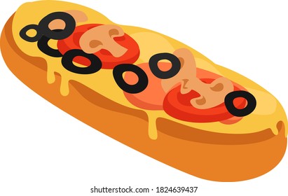 Stuffed baguette, illustration, vector on white background