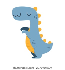 Stuffed Blue Dinosaur Animal as Kids Toy Vector Illustration