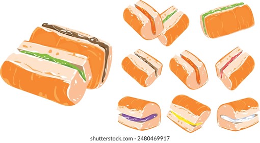 ฺBread, stuffed bread toast sweet food