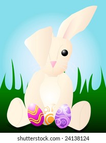 stuffed bunny with eggs
