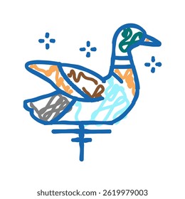 Señuelo relleno para el Vector del bosquejo del icono del doodle del pato. señuelo relleno para el signo del pato. ilustración aislada del símbolo