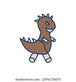stuffed dinosaur icons isolated on White Background. Flat style design