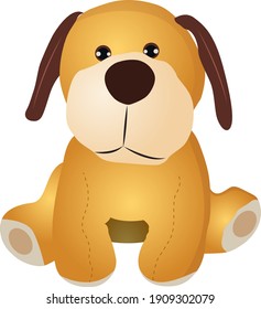 Perro relleno, ilustración, vector sobre un fondo blanco.