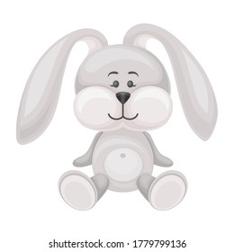 Stuffed or Fluffy Toy Hare Isolated on White Background Vector Illustration