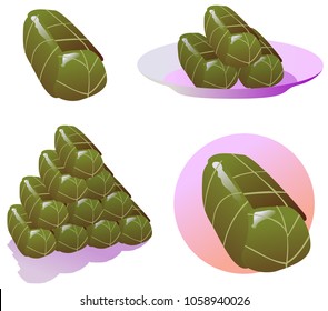 Stuffed Grape Leaves. A Food that commonly eaten by Muslims during Iftar Ramadan Kareem, Eid El Fitr. For icon stock, magazine, cover, poster, banner, explainer video etc.