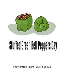 Día de Peppers Green Bell Stuffet, plato vegetal para banner o decoración de menú ilustración vectorial