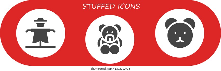  stuffed icon set. 3 filled stuffed icons.  Simple modern icons about  - Scarecrow, Teddy bear