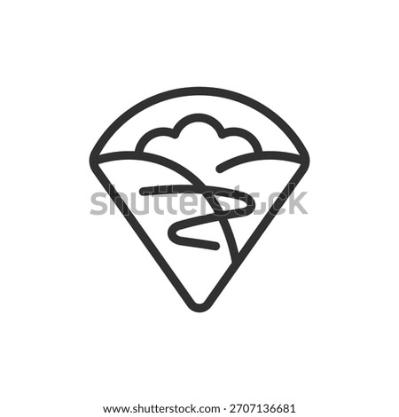 Stuffed pancake, linear icon. Traditional crepe or wrap with filling. Line with editable stroke.