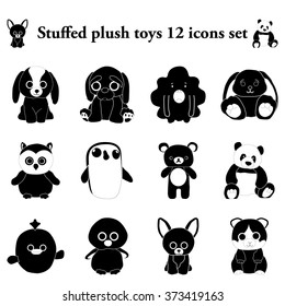 Stuffed And Plush Toys 12 Simple Icons Set