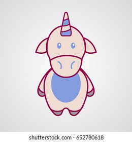 Stuffed Soft Unicorn. Horse Toy With Horn.