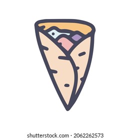 crepes finas relleno color vectorial doodle simple icono