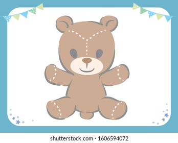 Stuffed toy animal, bear. Vector illustration.