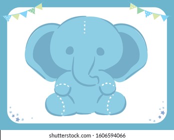 Stuffed toy animal, elephant. Vector illustration.