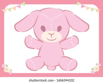 Stuffed toy animal, rabbit. Vector illustration.