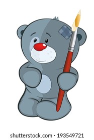 The stuffed toy bear cub the artist cartoon