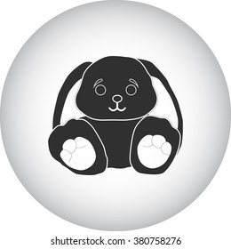 Stuffed toy bunny simple icon on  round background