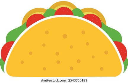 Stuffed wrap with filling making a sandwich depicting taco wrap Restaurant taco icon flat vector