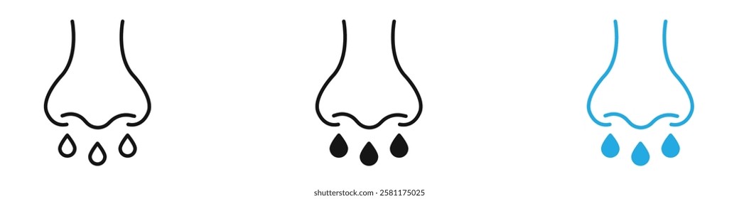 Stuffy nose icon black white vector outline