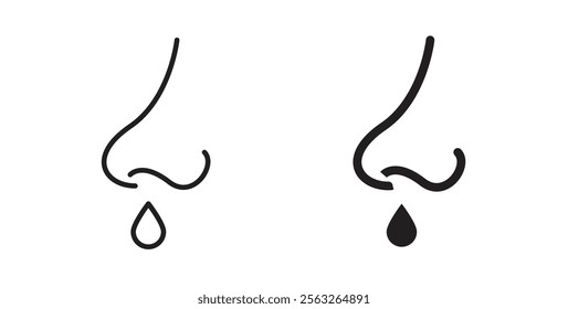 Stuffy nose icons in flat and line style set.