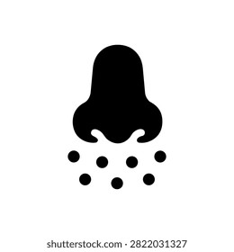 Stuffy Nose Solid Icon for Nasal Congestion Sinus Blockage and Cold