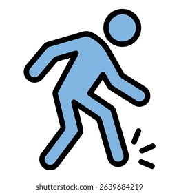 Stumble icon flat line style illustration representing tripping or loss of balance, suitable for safety awareness, hazard warning, and accident prevention-related projects